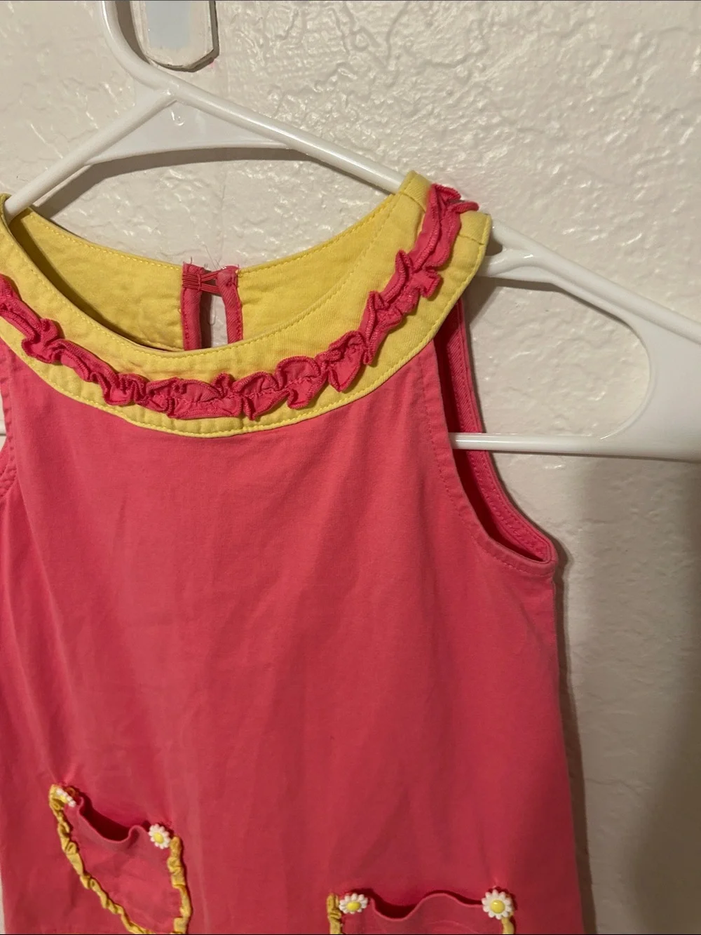 🐕‍🦺Hanna Andersson  Colorblock Pink &Orange Ruffle Pocket Dress size 100/us4 GUC